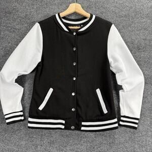 Helium Moto Wear Jacket Kids Youth Large Black Varsity Bomber Snap Button Fleece